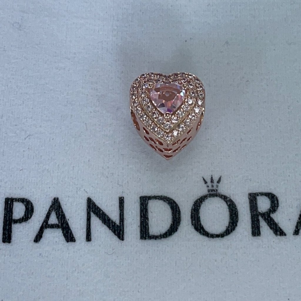 Pandora Sparkling Levelled Hearts Pandora Charm Rose Gold-Plated